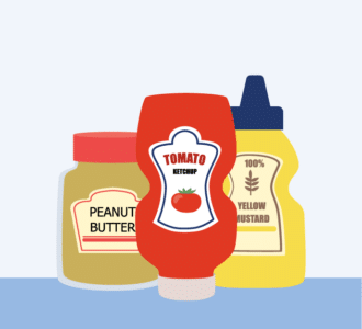 Peanut Butter And Ketchup And Mustard Bottles