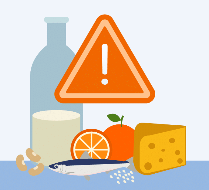 Food Allergen Risk Warning Milk Beans Orange Fish Cheese Sesame