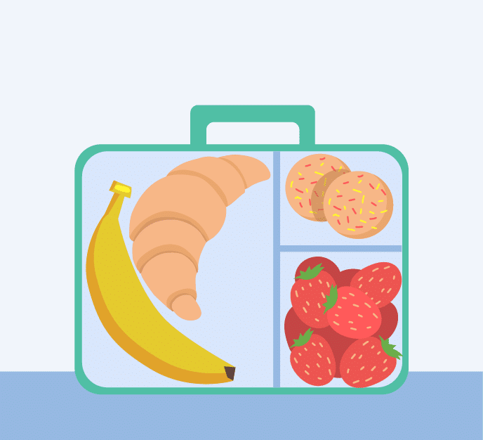 Fruits Bread And Cookies In Plastic Container