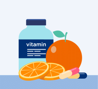 Dietary Supplements Pills And Bottles With Vitamins Oranges